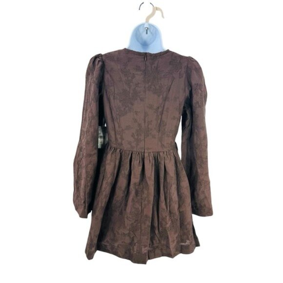 Hyacinth House | NEW Brown Becca V-Neckline Bell-Sleeved Mini Dress Size XXS - Picture 7 of 11